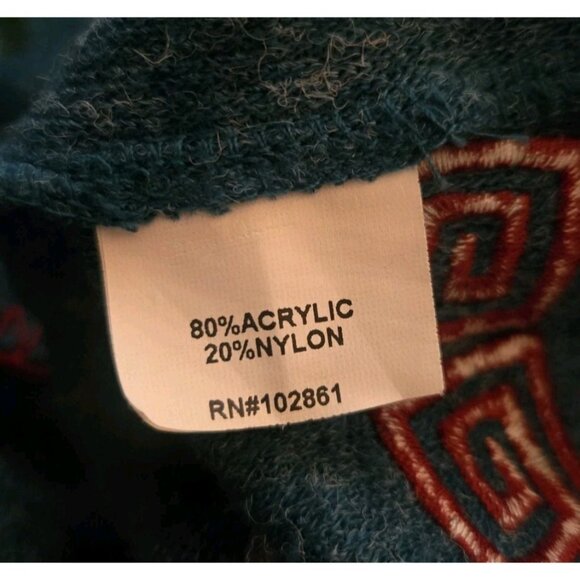 Adore Embroidered Sweater Hoodie Cardigan S Open Front Boho Teal Mid Length - Picture 8 of 8